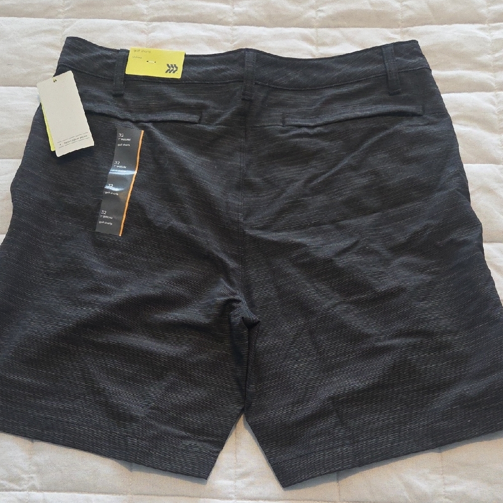 All In Motion Men's Charcoal Flat Front Shorts - Picture 2 of 3